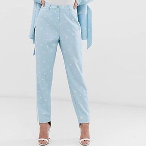 UNIQUE21 Sky Blue Daisy Printed Pants